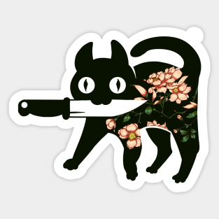 Ninja Flower Cat with Knifes Sticker